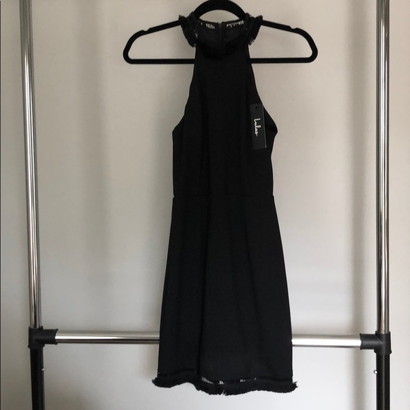 Lulus Skyline Views Black Fringe Halter Dress - Picture 2 of 8
